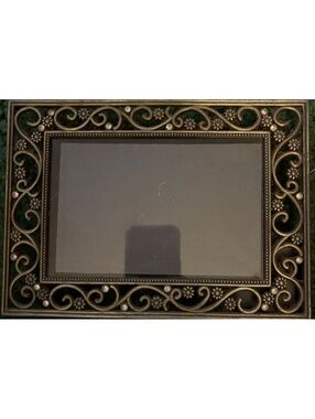 ornate bronze metal picture frame with rhinestones and flowers- 4x6